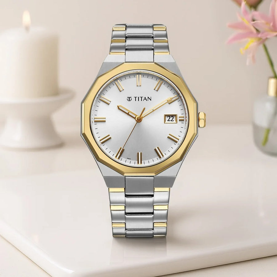 90212BM01 Regalia Dodecagon Men 3 Hands w/ Date Quartz Watch 40mm