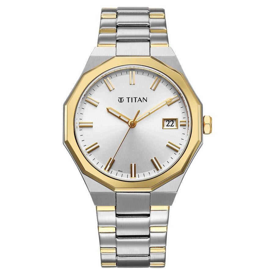 Titan 90212BM01 Regalia Dodecagon Men 3 Hands w/ Date Quartz Watch 40mm