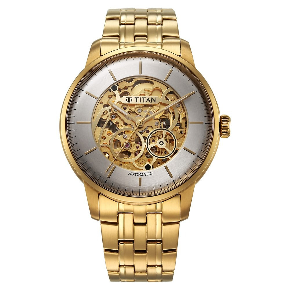 90110YM01 Skeletal Men 3 Hands Automatic Watch 44mm