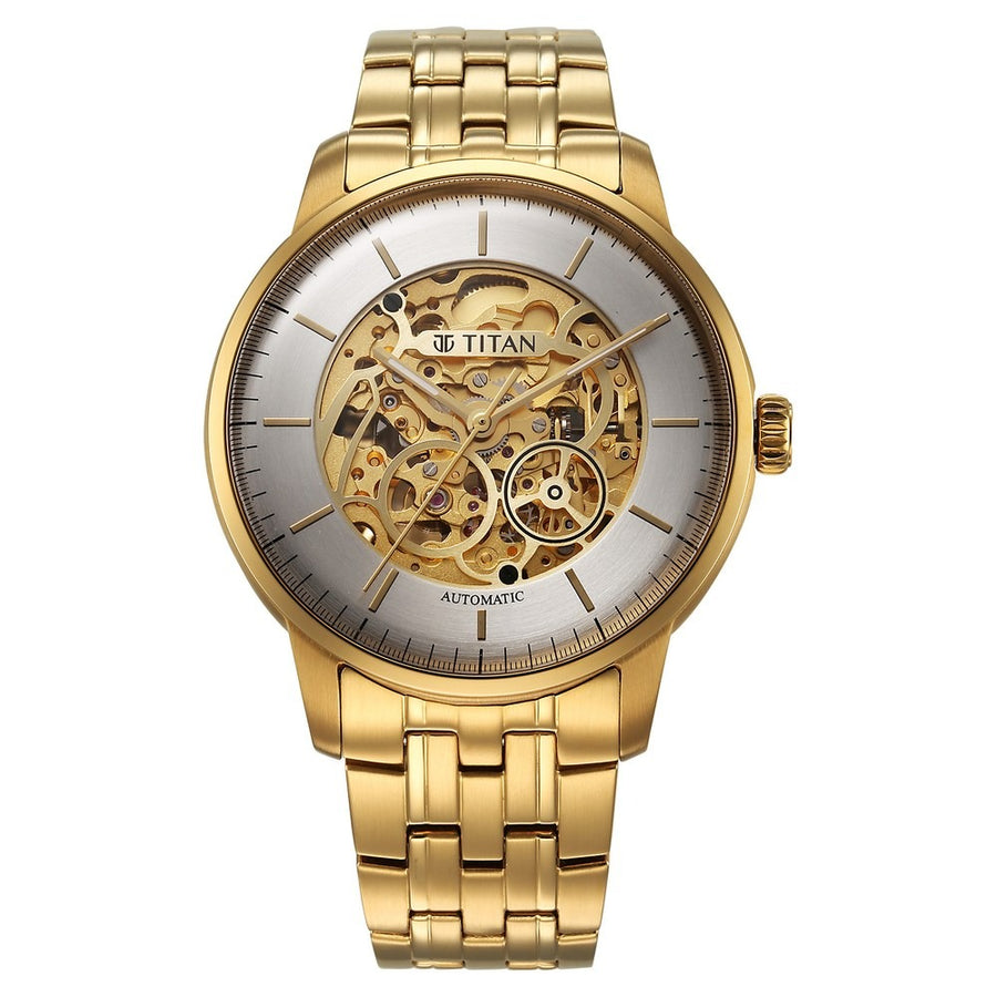 Titan 90110YM01 Skeletal Men 3 Hands Automatic Watch 44mm