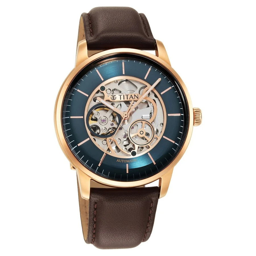 Titan 90110WL08 Skeletal Men 3 Hands Automatic Watch 44mm
