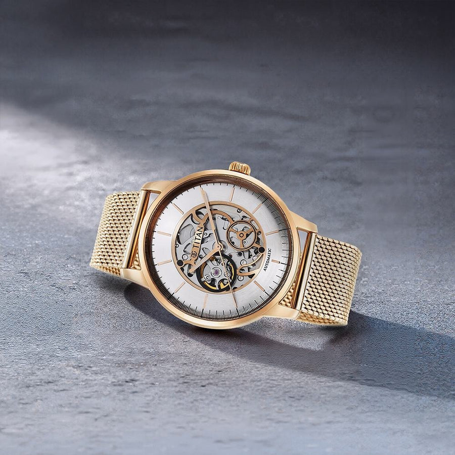 90110WM02 Skeletal Men 3 Hands Automatic Watch 44mm