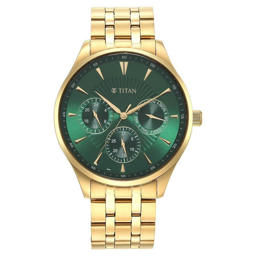 Titan 90127YM05 Opulent Men Multifunction Quartz Watch 42mm