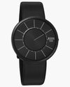 Titan 10003NL02 Edge Ultra Slim black dial quartz analog watch with black leather strap for men 40.5mm