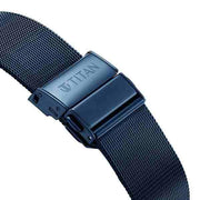 Titan 10056QM02 31mm quartz watch with blue dial, blue stainless steel strap and sapphire crystal