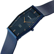 Titan 10056QM02 blue dial men's analog quartz watch with matching stainless steel bracelet