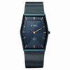 Titan 10056QM02 Edge Whimsey blue dial quartz analog watch with blue stainless steel strap for men 31mm
