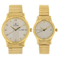 Titan 15802490YM04 Bandhan White Dial Quartz Couple Watch with Day & Date 44mm & 28mm