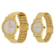 Titan 15802490YM04 Bandhan White Dial Couple Watch Set
