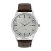 Titan 1584SL03 Classic Silver Dial Quartz Analog Watch with Date Brown Leather Strap for Men 42mm
