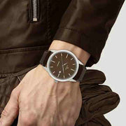 Titan 1584SL04 Neo men's quartz watch with brown dial, brown leather strap and 50m water resistance