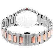 Titan 1683KM01 Edge Metal men's analog watch with silver dial and two-tone stainless steel strap