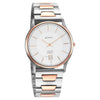 Titan 1683KM01 Edge Metal silver dial quartz analog watch with two-tone stainless steel strap for men 38.5mm