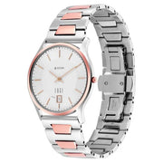 Titan 1683KM01 Edge quartz analog watch with silver dial, sapphire glass and two-tone metal strap