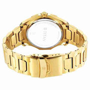 Titan 1688KM05 Regalia Premium men's analog multifunction watch with blue dial and stainless steel strap