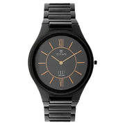 Titan 1696NC01 Edge Ceramic Black Dial Quartz Analog Ceramic Strap Watch for Men 40.5mm
