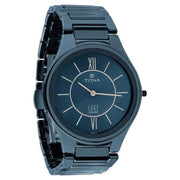 Titan 1696QC03 Electric Blue Dial Ceramic Strap Watch for Men