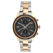 Titan 1733KM03 Workwear Black Dial Quartz Multifunction Two-Tone Stainless Steel Watch for Men 41mm
