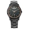 Titan 1767NM01 black dial quartz analog watch with day and date and black stainless steel strap for men 42mm