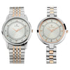 Titan 17732603KM01 Bandhan couple silver dial quartz analog watch with two-tone stainless steel straps 40.4mm and 29mm