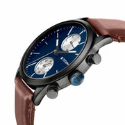 Titan 1805NL03 Midnight Blue Dial Brown Leather Strap Watch for Men