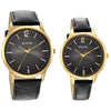 Titan 18062617YL01 Bandhan Anthracite Dial Quartz Couple Watch with Date Black Leather Strap 43.5mm and 36.5mm