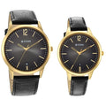 Titan 18062617YL01 Bandhan Anthracite Dial Quartz Couple Watch with Date Black Leather Strap 43.5mm & 36.5mm