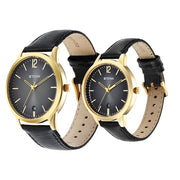 Titan 18062617YL01 Couple Watch with Black Leather Straps