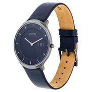 Titan 1843QL01 Blue Dial Blue Leather Strap Watch for Men
