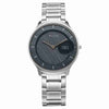 Titan 1843SM03 Edge Murals blue dial quartz analog watch with silver stainless steel strap for men 38mm