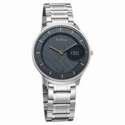Titan 1843SM03 men's watch with blue round dial and silver stainless steel strap