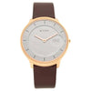 Titan 1843WL01 Edge white dial quartz analog watch with brown leather strap for men 38mm