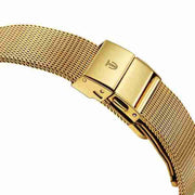 Titan 1843YM01 38mm quartz watch with white dial, golden stainless steel strap and sapphire glass