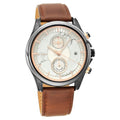 Titan 1847KL01 Grandmaster White Dial Quartz Chronograph Brown Leather Strap Watch for Men 44.6mm