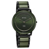 Titan 1878KD05 Edge Melange green dial quartz analog watch with green ceramic and stainless steel strap for men 41mm