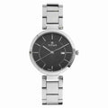 Titan 2480SM08 Workwear Black Dial Quartz Analog Watch with Day & Date Silver Stainless Steel Strap for Women 35mm