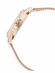 Titan 2565WM02 quartz multifunction watch with pink dial, golden case, stainless steel strap and fold-over clasp