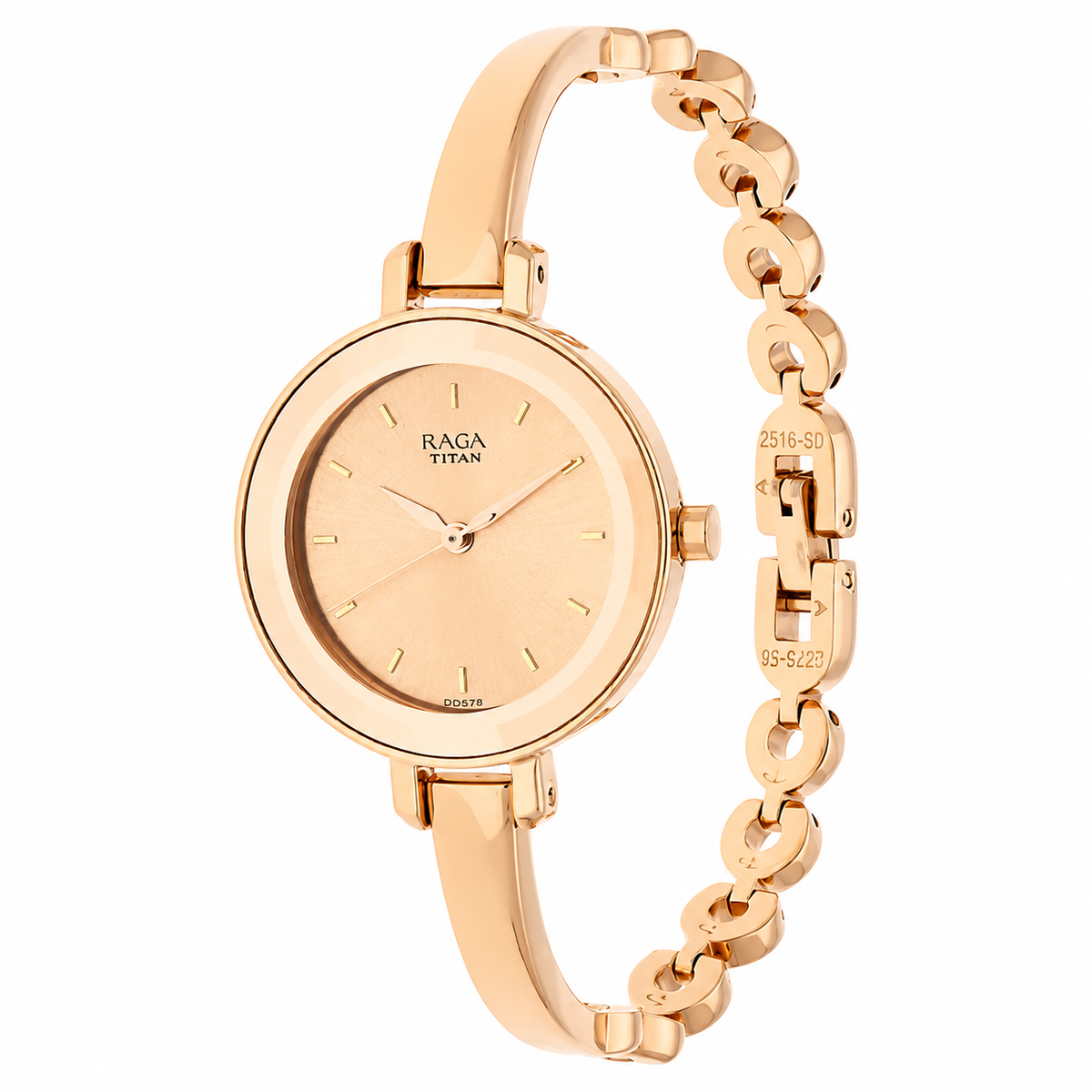 Titan 2575WM01 Raga Viva Rose Gold Dial Quartz Analog Metal Strap Watch for Women 28.4mm
