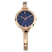 Titan 2578WM02 Raga Viva Blue Dial Quartz Analog Watch with Date Rose Gold Metal Strap for Women 29.3mm
