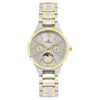Titan 2590BM01 white dial quartz analog moonphase watch with two-tone stainless steel strap for women 34mm