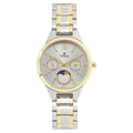Titan 2590BM01 White Dial Quartz Analog Moonphase Watch with Two-Tone Stainless Steel Strap for Women 34mm