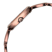 Titan 2642QM01 women's watch with rose gold round dial, brown metal strap and jewellery clasp