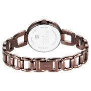 Titan 2642QM01 Raga Viva quartz watch with rose gold dial, date function, round case and brown metal bracelet