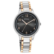 Titan 2648KM02 Trendsetters Anthracite Dial Quartz Analog Two-Tone Stainless Steel Watch for Women 36.5mm
