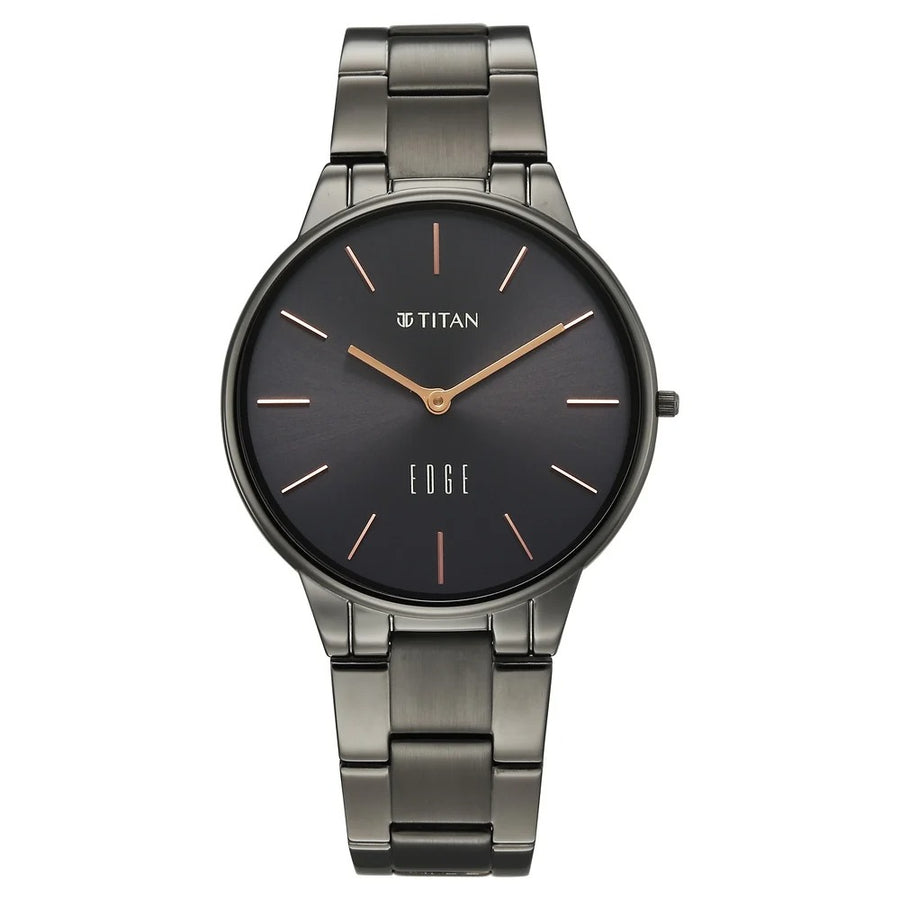 Titan 2734QM07 Edge Velora Grey Dial Quartz Analog Grey Stainless Steel Strap Watch for Women 34.5mm
