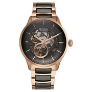 Titan 90174KD03 Ceramic Fusion automatic black skeletal dial watch with rose gold dual-tone stainless steel and ceramic bracelet for men 42mm