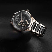 Titan 90174KD03 men's automatic watch with black skeletal dial, rose gold dual-tone bracelet and ceramic detailing