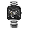Titan 90175KD01 Ceramic Fusion skeleton automatic black dial watch with silver dual-tone stainless steel and ceramic strap for men 39mm
