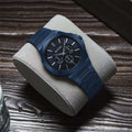 Titan 90198QM01 Classic Slim Multifunction Blue Dial Stainless Steel Watch for Men 44mm