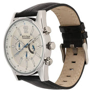 Titan 9322SL02 Silver Dial Black Leather Strap Chronograph Watch for Men